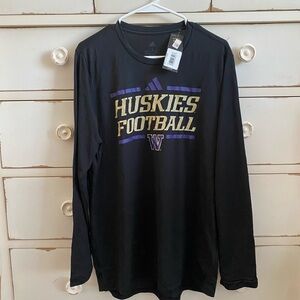 NWT University of Washington Huskies Adidas Black Longsleeve Tee
